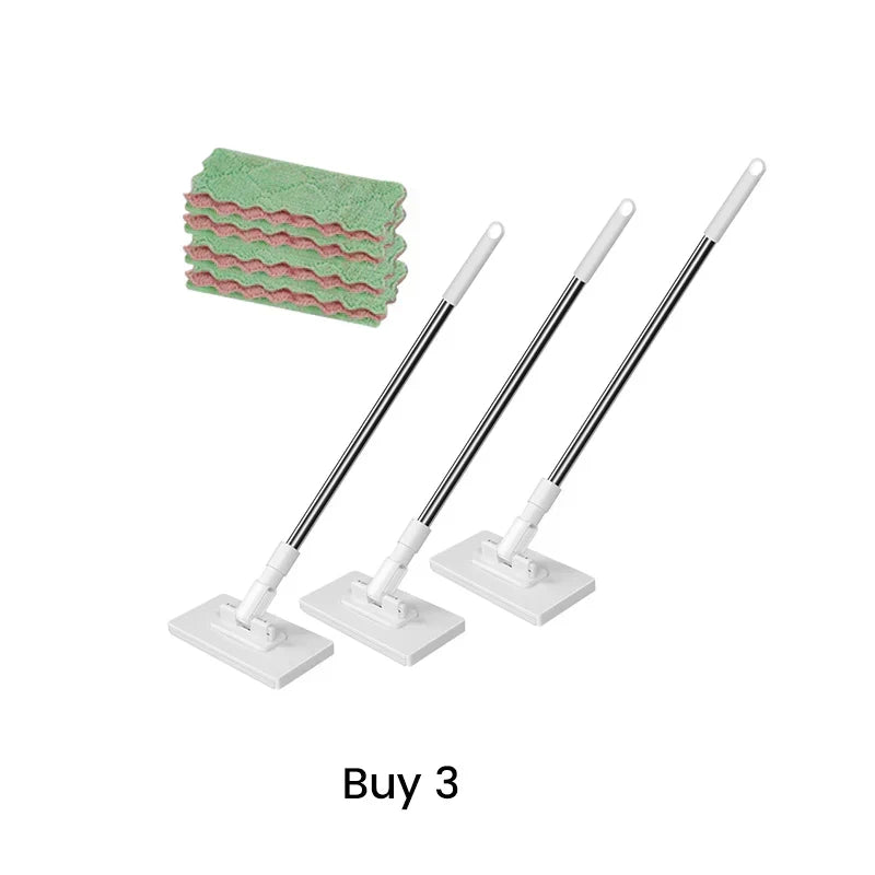 🏆Flat Mop with Stainless Steel Handle, come with Reusable Washable Mop Cloths