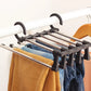 Multi-functional Pants Rack – Space-Saving Adjustable Hanger, Holds 5 Pairs, Non-Slip Caps