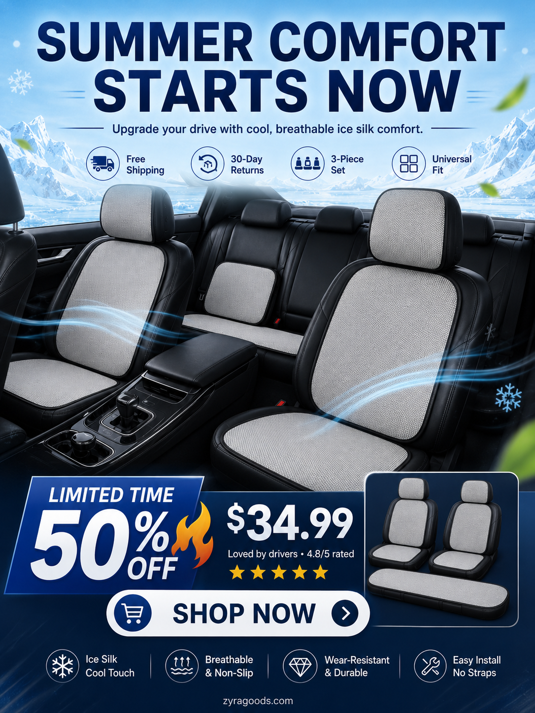 📢📢50% OFF !! ⏰Breathable and non-slip cotton car seat covers