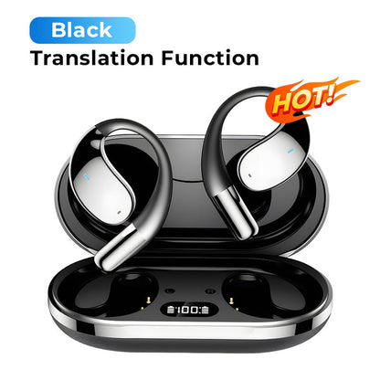 Wireless Open-Ear Earbuds with LED Display,Clip-On Comfort Fit, Sweatproof & Translation Feature