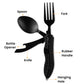 4-In-1 Outdoor Folding Multifunctional Tableware – Stainless Steel Camping Utensil Set with Knife, Fork, Spoon & Bottle Opener