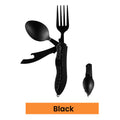 4-In-1 Outdoor Folding Multifunctional Tableware – Stainless Steel Camping Utensil Set with Knife, Fork, Spoon & Bottle Opener
