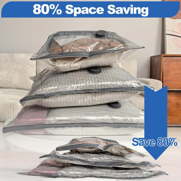 🧳 50% OFF HOT DEAL ! ⚡ Pack of 6-12 Compression Bags for USB Electric Vacuum Cleaner – Space-Saving Storage, Airtight Seal, Reusable & Durable 🌀