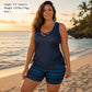 ⏰LAST DAY 49% OFF - Miraclesuit Women's Tummy Control Tankini Set with Built-In Bra – Flattering Boho Swimwear with Shorts🔥