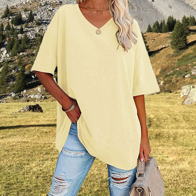 🌷LAST DAY SALE ONLY ￡10.99!!☀️Women's Summer Half Sleeve Casual Loose Fit Cotton Tunic T-shirt