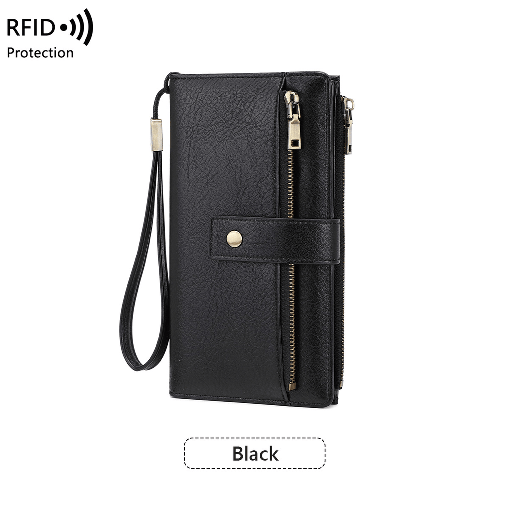 Women's long wallet, stylish clutch, elegant solid color RFID blocking leather wallet👛