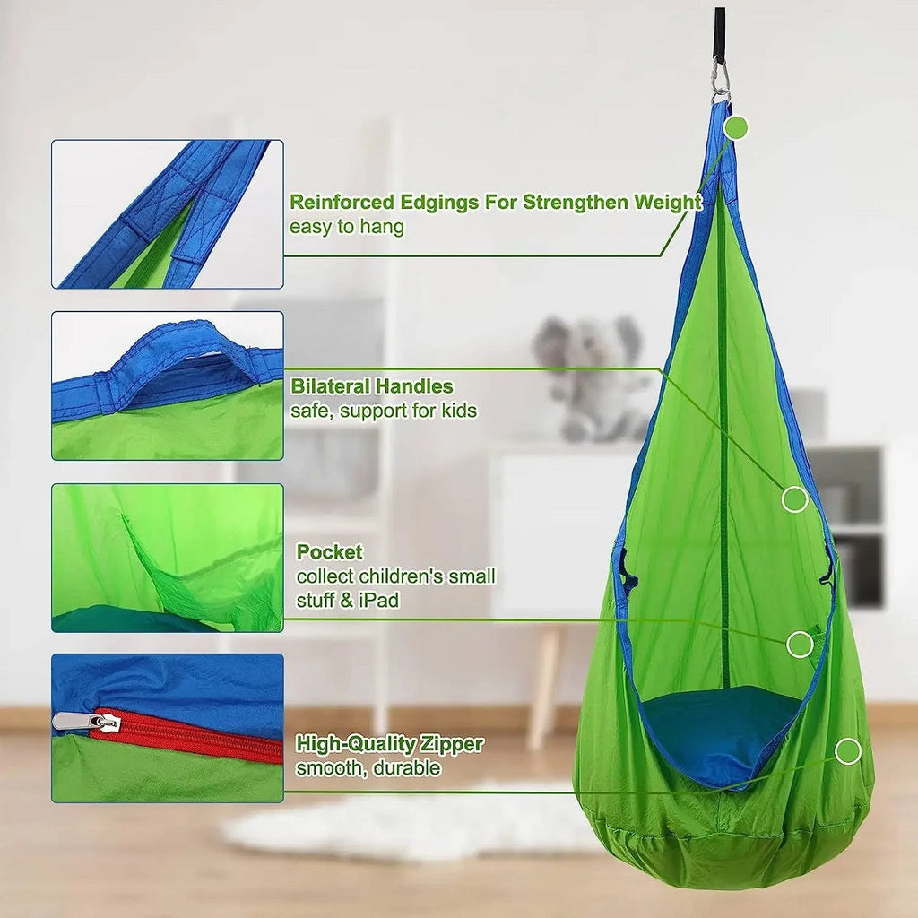 Children's Hanging Hammock Chair with Inflatable Pillow