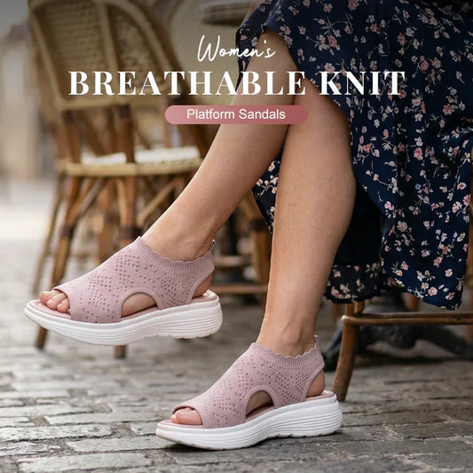 💐 Women's Breathable Knit Platform Sandals – Air-permeable knit upper, cushioned sole & lightweight comfy summer footwear ✨