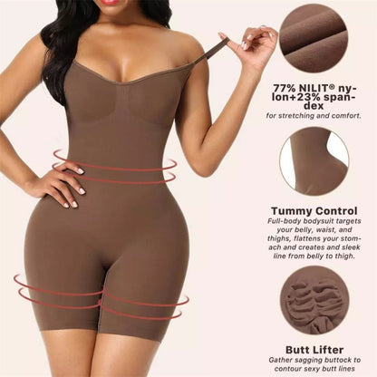 Slimming Bodysuit Shapewear – 360° Seamless Tummy Control Bodysuit for Women, Mid-Thigh Length, Lifts Bust & Booty, Smooths Waist & Thighs, Breathable Nylon/Spandex Blend, Invisible Under Clothes