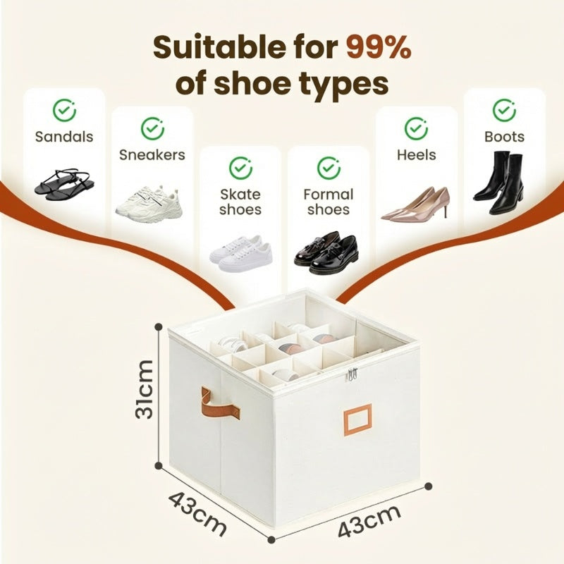 👟 Fabric Shoe Organizer Storage Box – Foldable, Large Capacity, Dustproof & Breathable for Closet & Bedroom 🧺✨