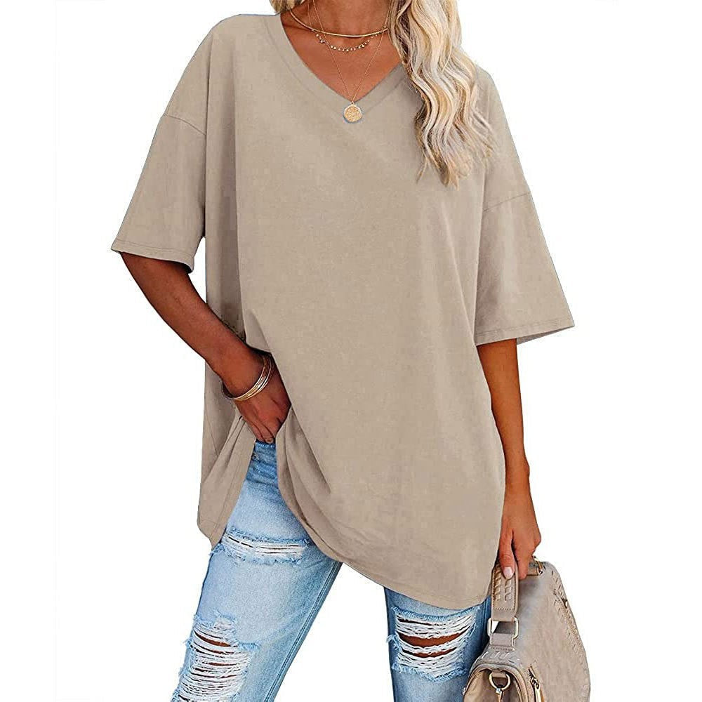 🌷LAST DAY SALE ONLY ￡10.99!!☀️Women's Summer Half Sleeve Casual Loose Fit Cotton Tunic T-shirt