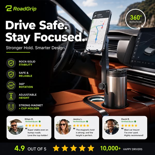 Adjustable Car Cup Holder Phone Mount
