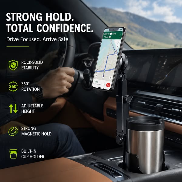 Adjustable Car Cup Holder Phone Mount