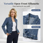 🥳2026 HOT SALE🥳💞50K+ SOLD!👵☀️ 49% OFF! Open-Front Denim Jacket – No buttons, easy on/off. Flattering ruffle trim, breathable fabric. Classic blue wash. A versatile wardrobe staple. 🌿✅