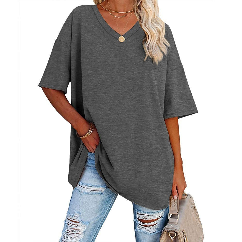 🌷LAST DAY SALE ONLY ￡10.99!!☀️Women's Summer Half Sleeve Casual Loose Fit Cotton Tunic T-shirt