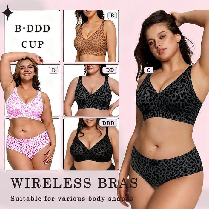 🏆SUMMER HOT SALE 49% OFF 🔥Super Firming Leopard Print Jelly  Bra | Women Wirefree Bras 👍No More Sagging Breasts