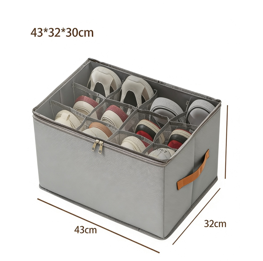 👟 Fabric Shoe Organizer Storage Box – Foldable, Large Capacity, Dustproof & Breathable for Closet & Bedroom 🧺✨