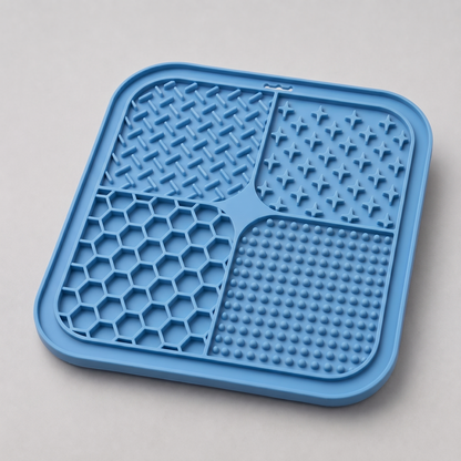 Slow-Feed Pet Lick Mat – 4-Zone Enrichment Feeder for Dogs, Calming Licking Pad with Suction Cups, Food-Grade Silicone, Dishwasher Safe