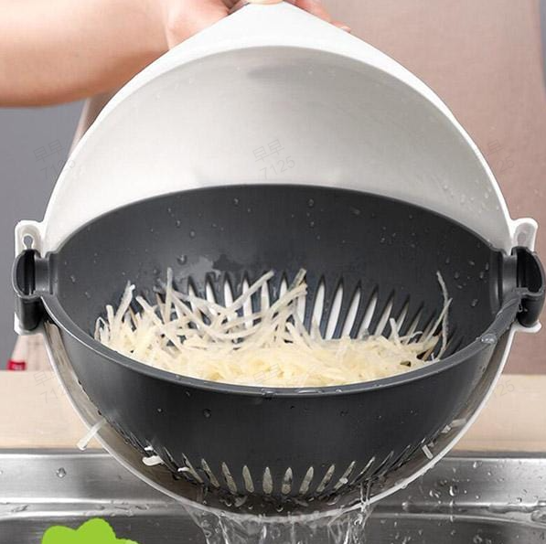 🎉FLASH DEAL 50% OFF – 9-in-1 Veggie Cutter with Drain Basket 🧅 Slice, Dice, Julienne, Wash & Drain in One | Time-Saver, Disassemble & Clean Easily – Kitchen Essential ✨