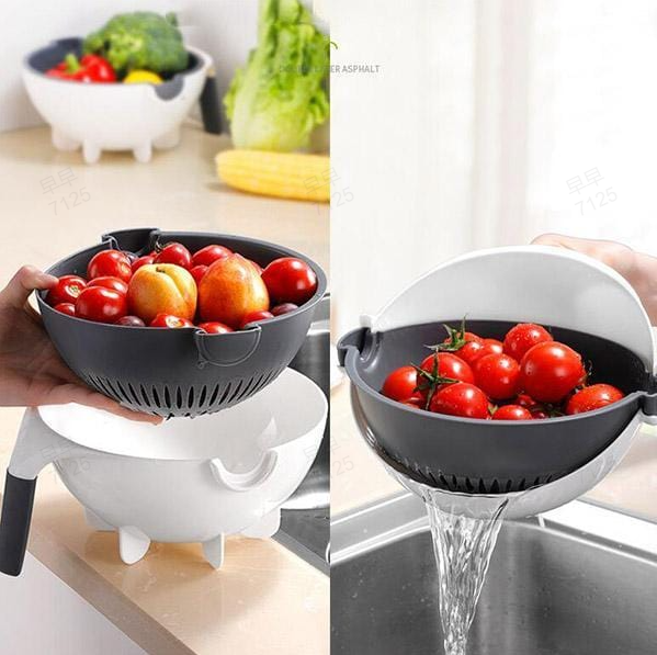 🎉FLASH DEAL 50% OFF – 9-in-1 Veggie Cutter with Drain Basket 🧅 Slice, Dice, Julienne, Wash & Drain in One | Time-Saver, Disassemble & Clean Easily – Kitchen Essential ✨