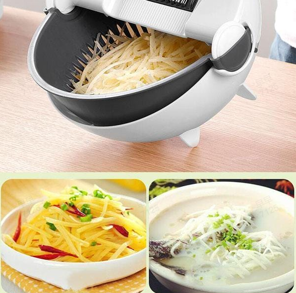 🎉FLASH DEAL 50% OFF – 9-in-1 Veggie Cutter with Drain Basket 🧅 Slice, Dice, Julienne, Wash & Drain in One | Time-Saver, Disassemble & Clean Easily – Kitchen Essential ✨