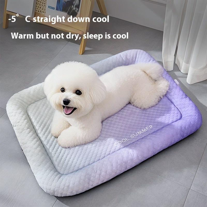 🔥LAST DAY SALE ONLY￡9.99!!❄Pawchill™🇬🇧Pet Cooling Mat for Dogs & Cats 🐾 Naturally Cool Ice-Silk Pad • Breathable, Washable & Soft 🌿 For Floors, Sofas & Car Travel • Multiple Sizes • Gradient Colours ☀️🐶🐱