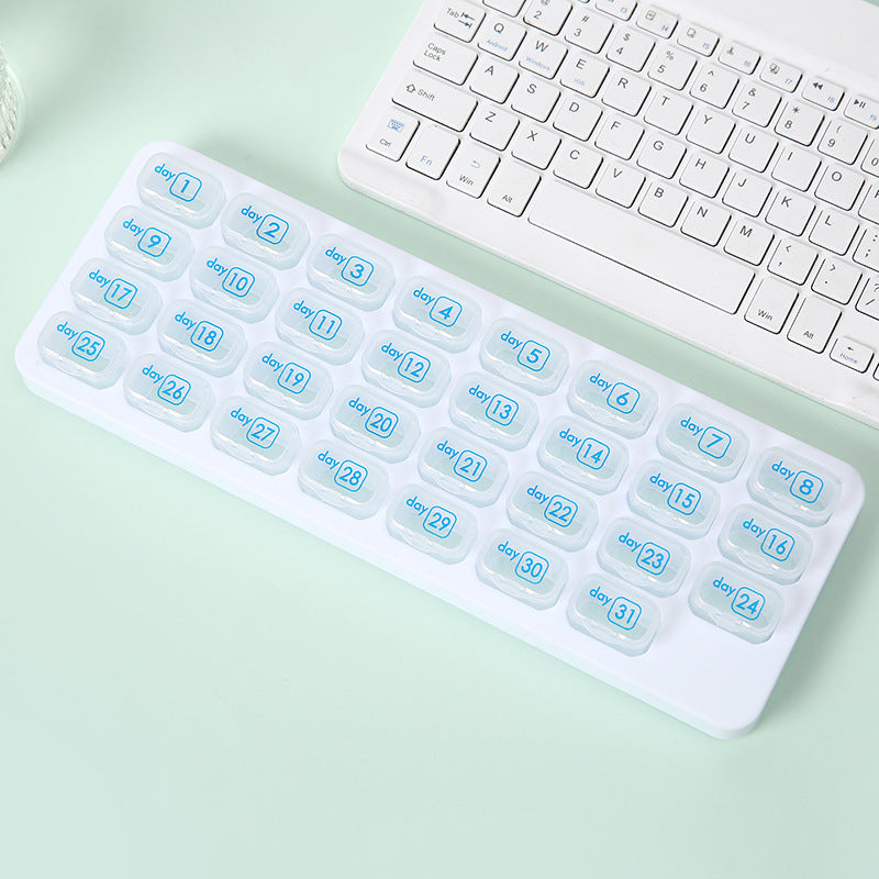 💊Monthly Pill Organizer with Lid - Arthritis-Friendly Easy-Open Lids 31 Removable Daily Pill Pods Date Reminder & Travel Case for Vitamins & Medications