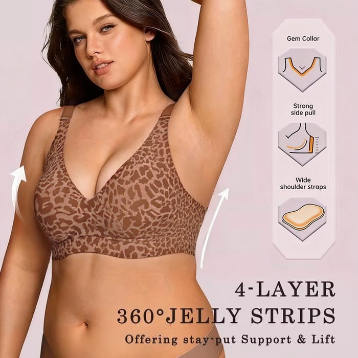 🏆SUMMER HOT SALE 49% OFF 🔥Super Firming Leopard Print Jelly  Bra | Women Wirefree Bras 👍No More Sagging Breasts