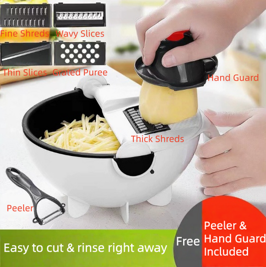 🎉FLASH DEAL 50% OFF – 9-in-1 Veggie Cutter with Drain Basket 🧅 Slice, Dice, Julienne, Wash & Drain in One | Time-Saver, Disassemble & Clean Easily – Kitchen Essential ✨