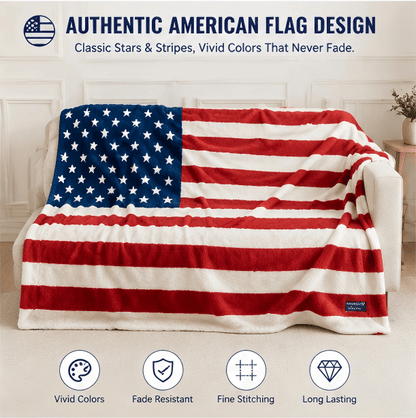 ❤️American Flag Flannel Blanket — Ultra-Soft Flannel | Non-Shedding | Suitable for All Seasons | Available in Three Sizes
