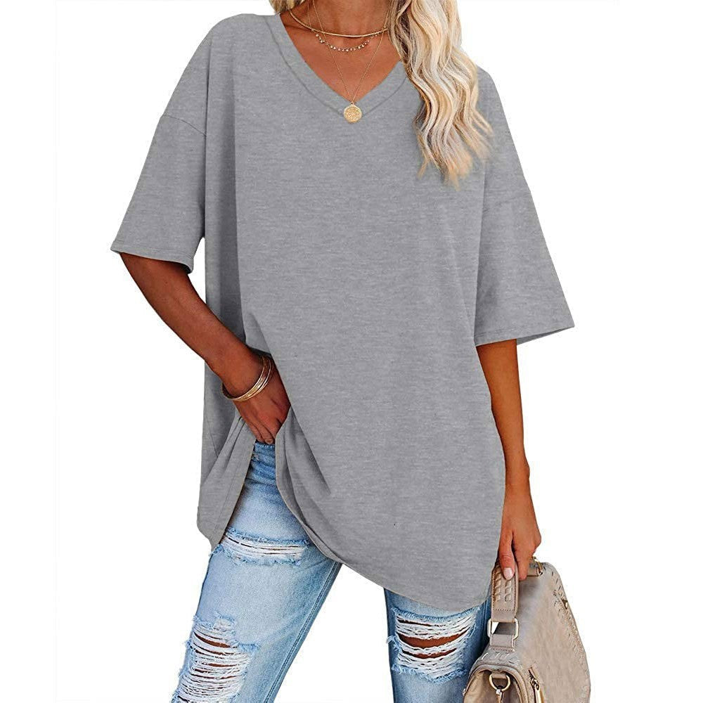 🌷LAST DAY SALE ONLY ￡10.99!!☀️Women's Summer Half Sleeve Casual Loose Fit Cotton Tunic T-shirt