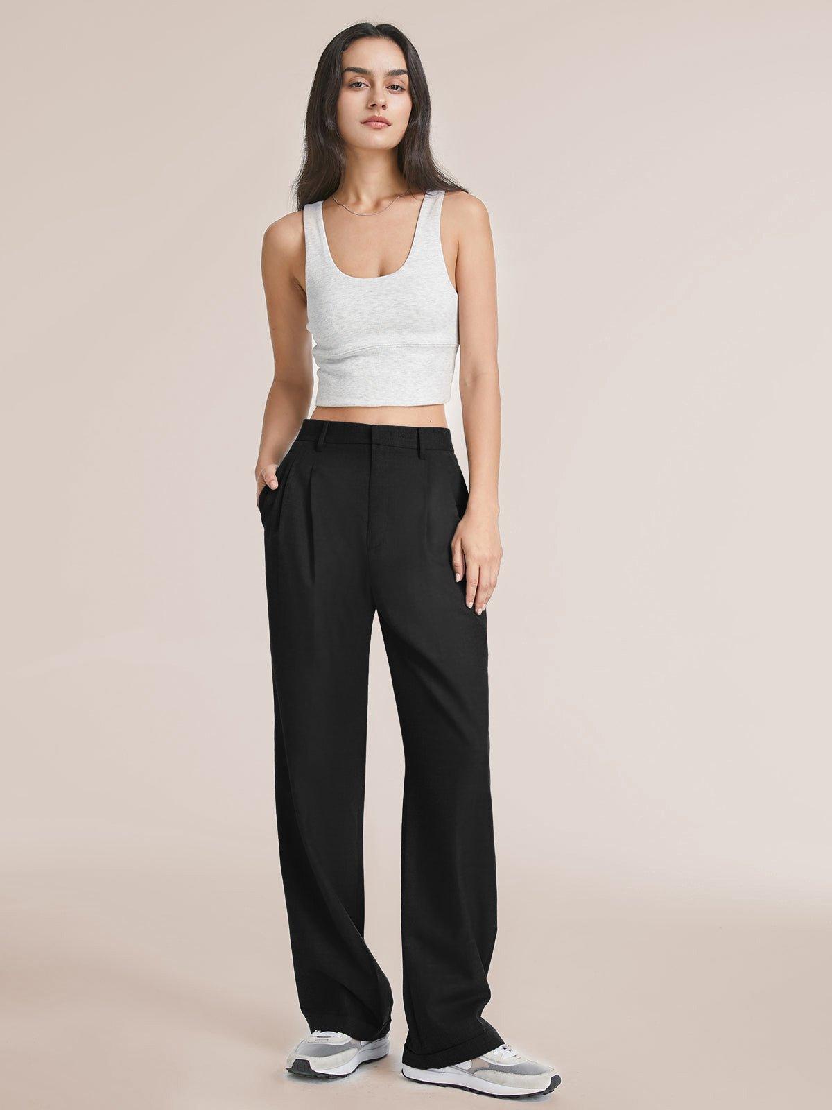HIGH WAIST TAILORED WIDE LEG PANTS - dressowy