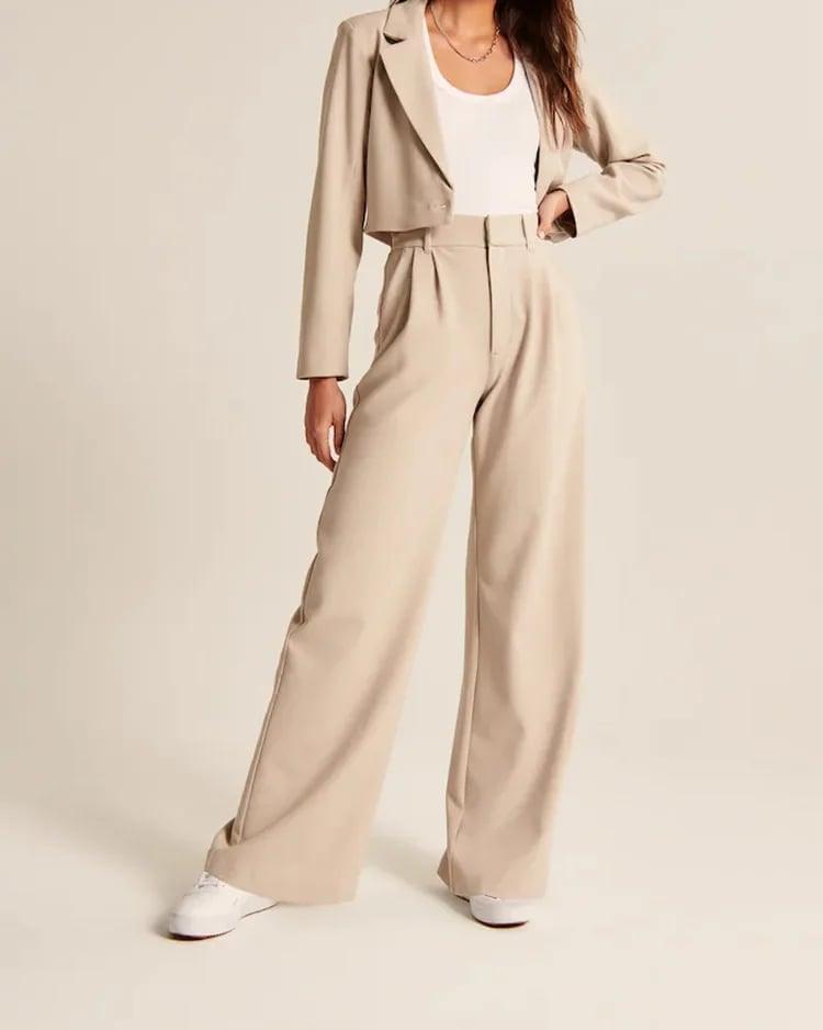 HIGH WAIST TAILORED WIDE LEG PANTS - dressowy