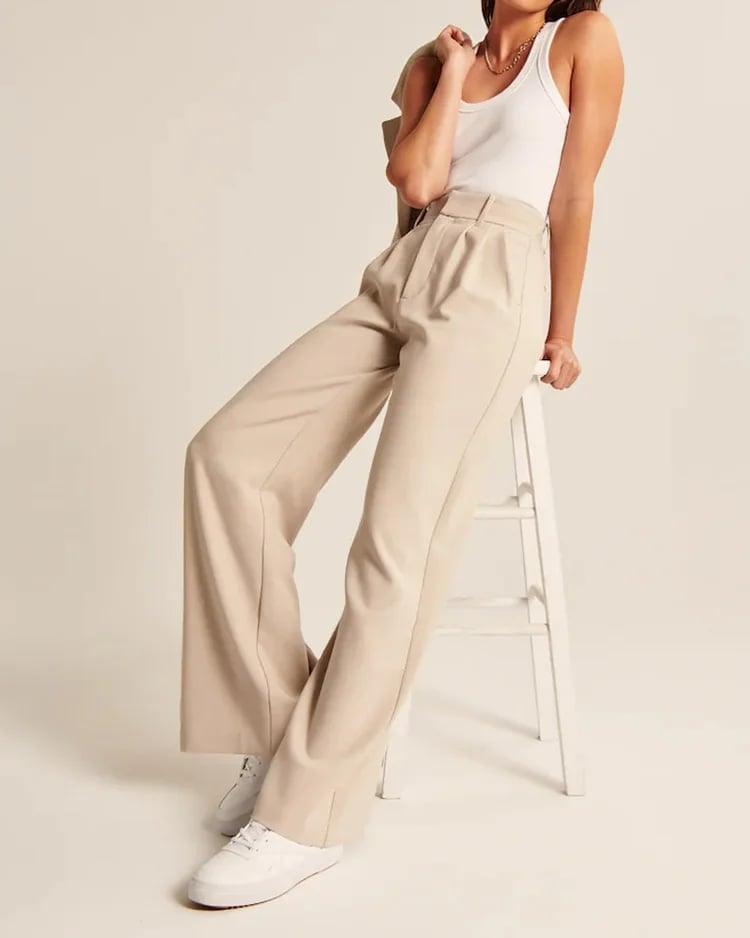 HIGH WAIST TAILORED WIDE LEG PANTS - dressowy
