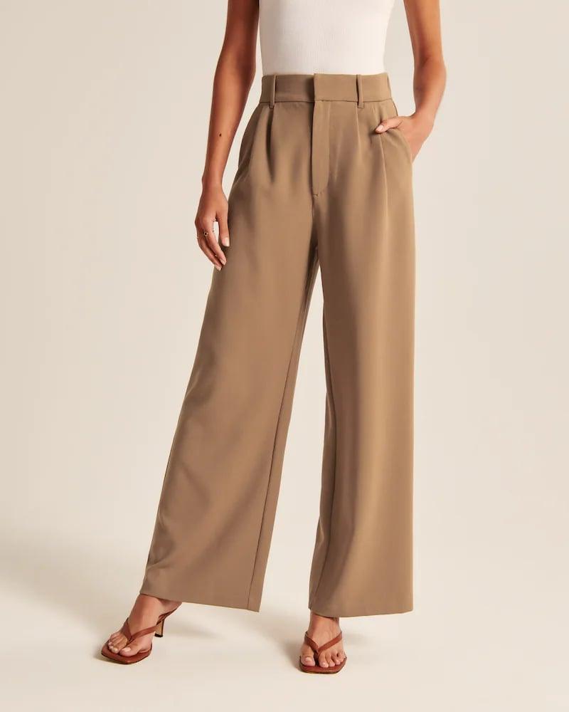 HIGH WAIST TAILORED WIDE LEG PANTS - dressowy