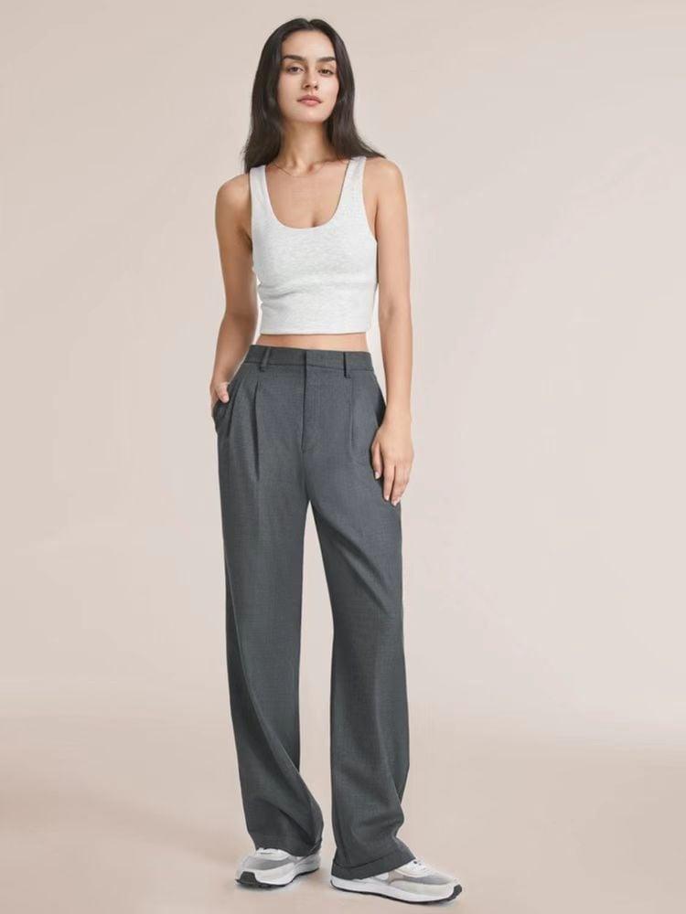 HIGH WAIST TAILORED WIDE LEG PANTS - dressowy