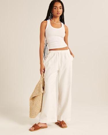 HIGH WAIST TAILORED WIDE LEG PANTS - dressowy