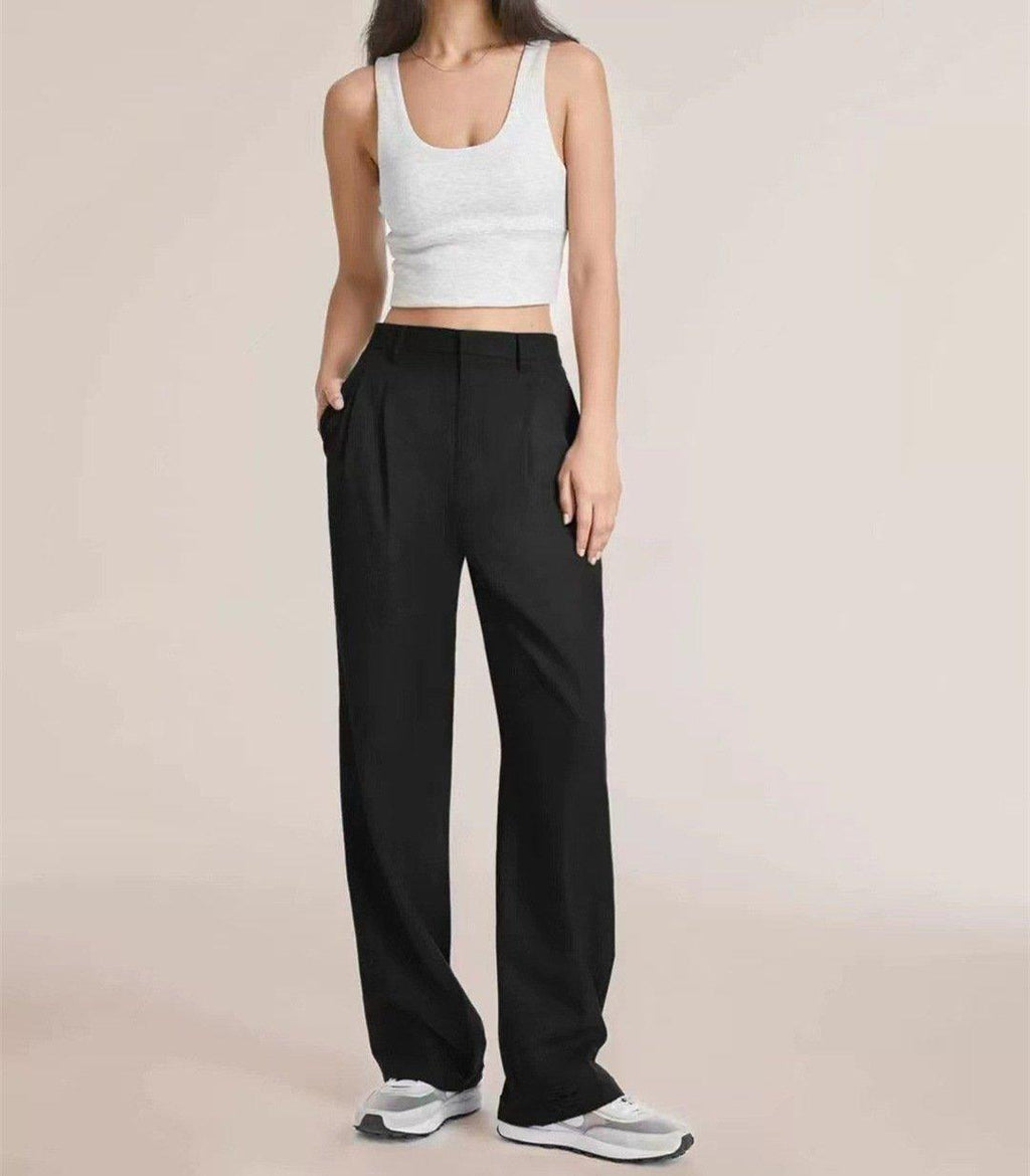 HIGH WAIST TAILORED WIDE LEG PANTS - dressowy