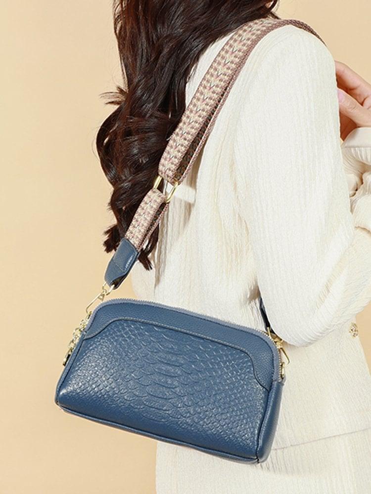 🔥Hot Sale🔥First Layer Cowhide Crossbody Bag Alligator Pattern Women Shoulder Bag for Work - dressowy