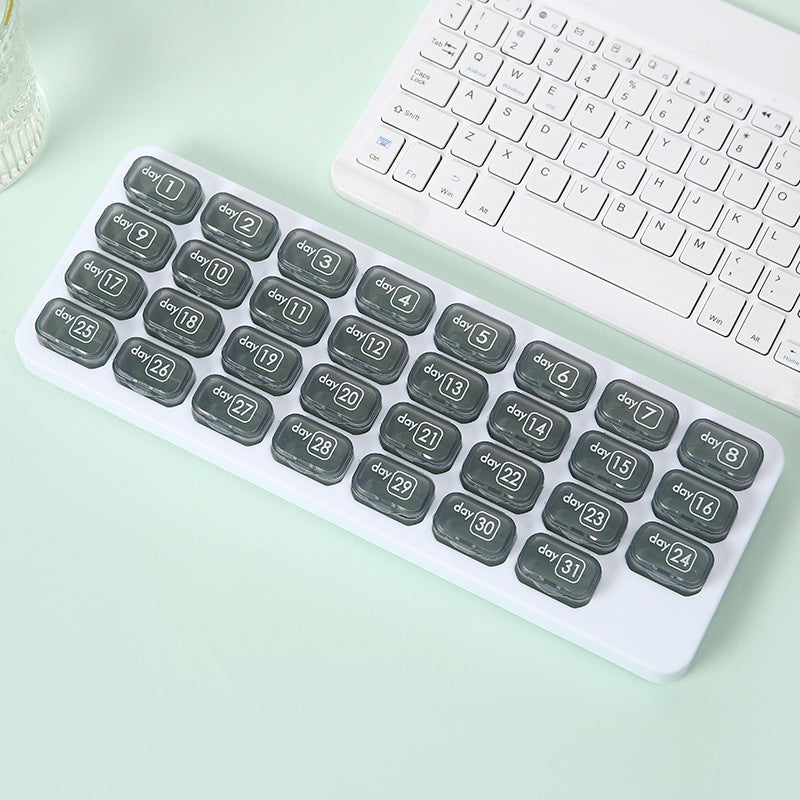 💊Monthly Pill Organizer with Lid - Arthritis-Friendly Easy-Open Lids 31 Removable Daily Pill Pods Date Reminder & Travel Case for Vitamins & Medications