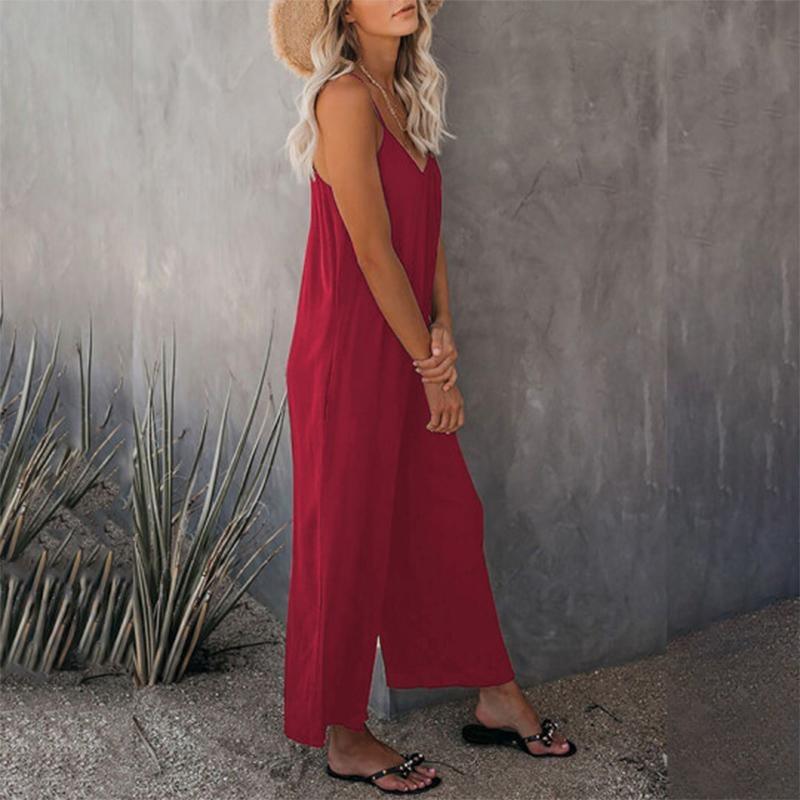 Loose Sleeveless Strap Stretchy Jumpsuit - dressowy