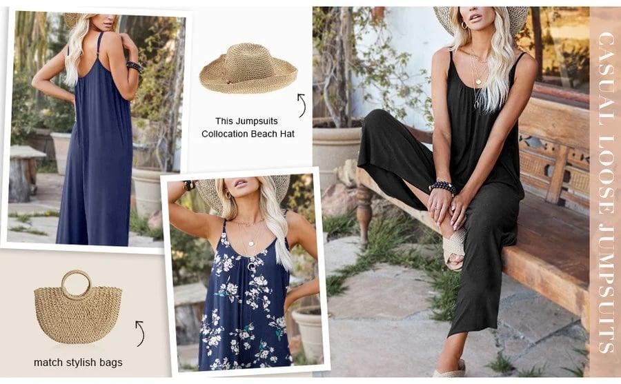 Loose Sleeveless Strap Stretchy Jumpsuit - dressowy