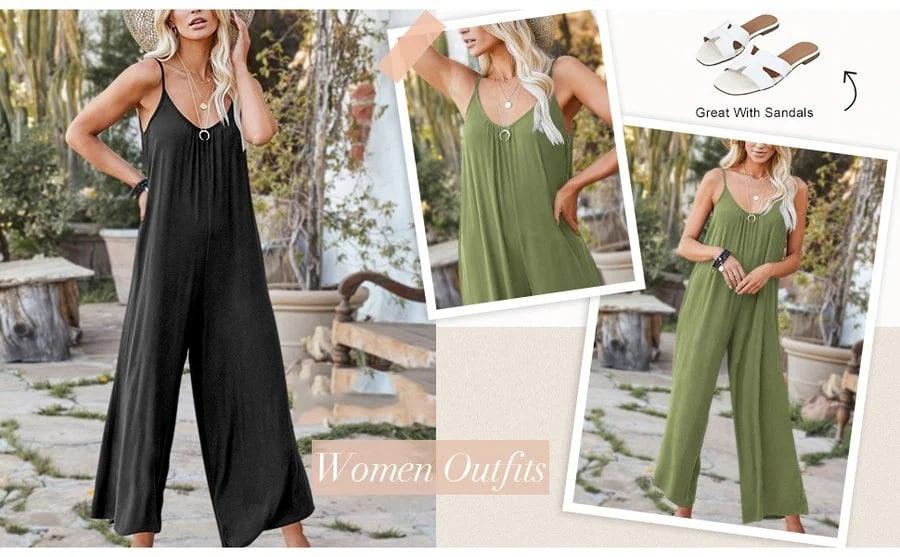 Loose Sleeveless Strap Stretchy Jumpsuit - dressowy