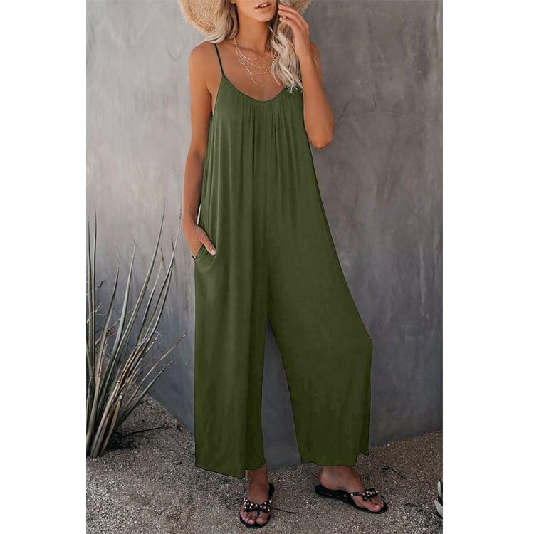 Loose Sleeveless Strap Stretchy Jumpsuit - dressowy