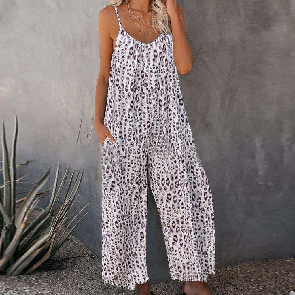Loose Sleeveless Strap Stretchy Jumpsuit - dressowy