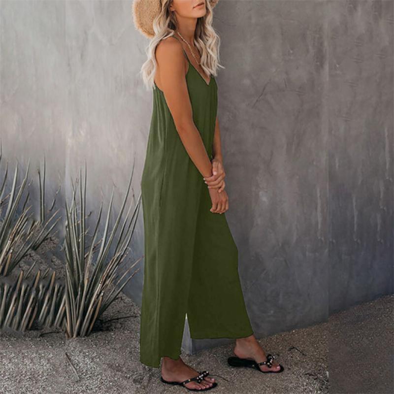 Loose Sleeveless Strap Stretchy Jumpsuit - dressowy