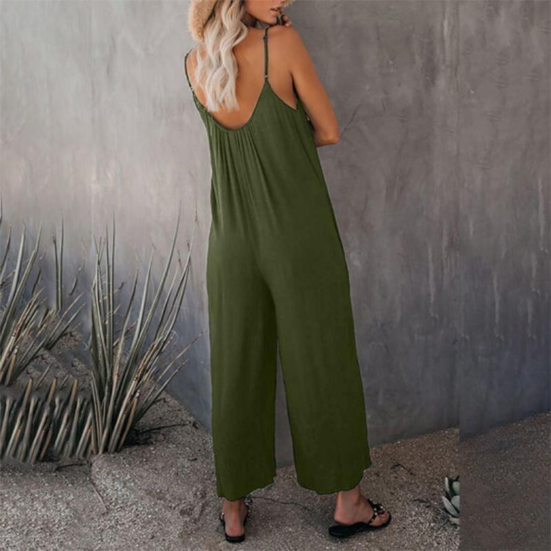 Loose Sleeveless Strap Stretchy Jumpsuit - dressowy