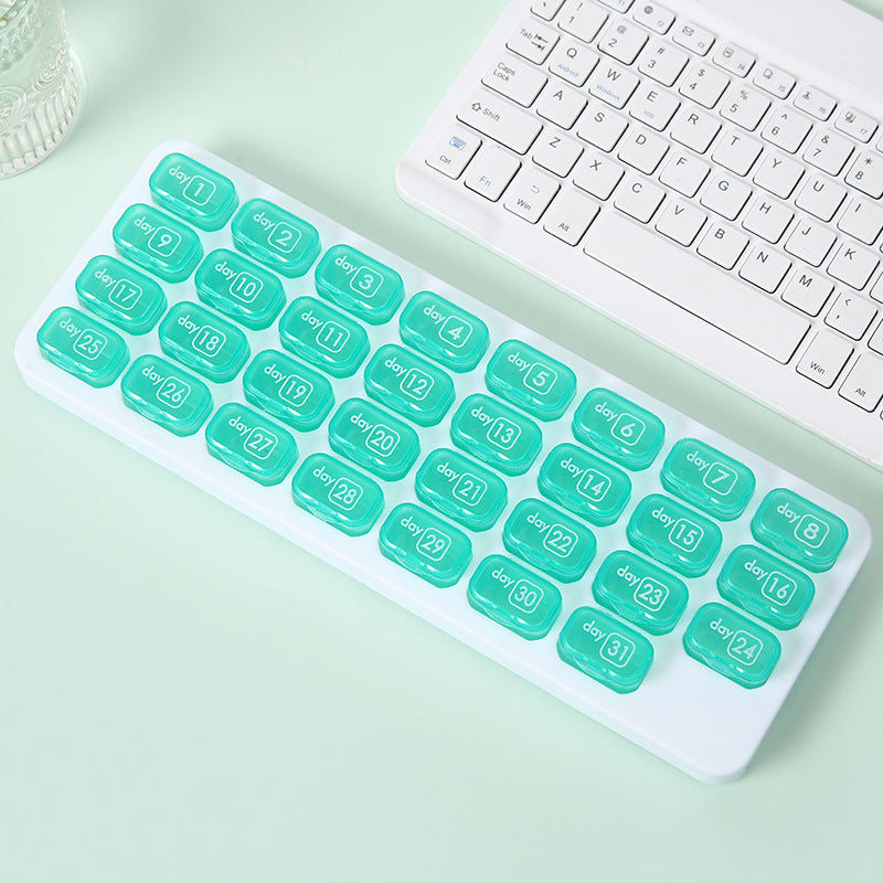 💊Monthly Pill Organizer with Lid - Arthritis-Friendly Easy-Open Lids 31 Removable Daily Pill Pods Date Reminder & Travel Case for Vitamins & Medications