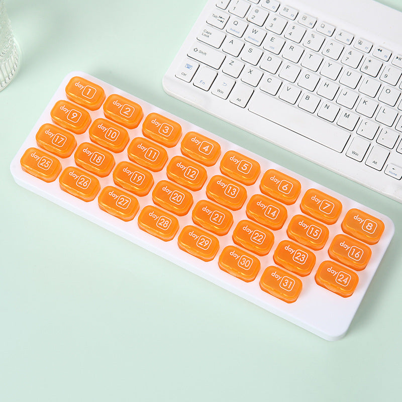 💊Monthly Pill Organizer with Lid - Arthritis-Friendly Easy-Open Lids 31 Removable Daily Pill Pods Date Reminder & Travel Case for Vitamins & Medications