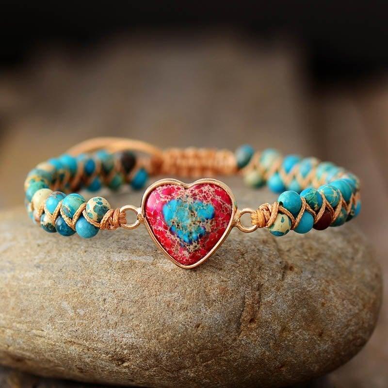 PASSIONATE HEART JASPER BRACELET - dressowy